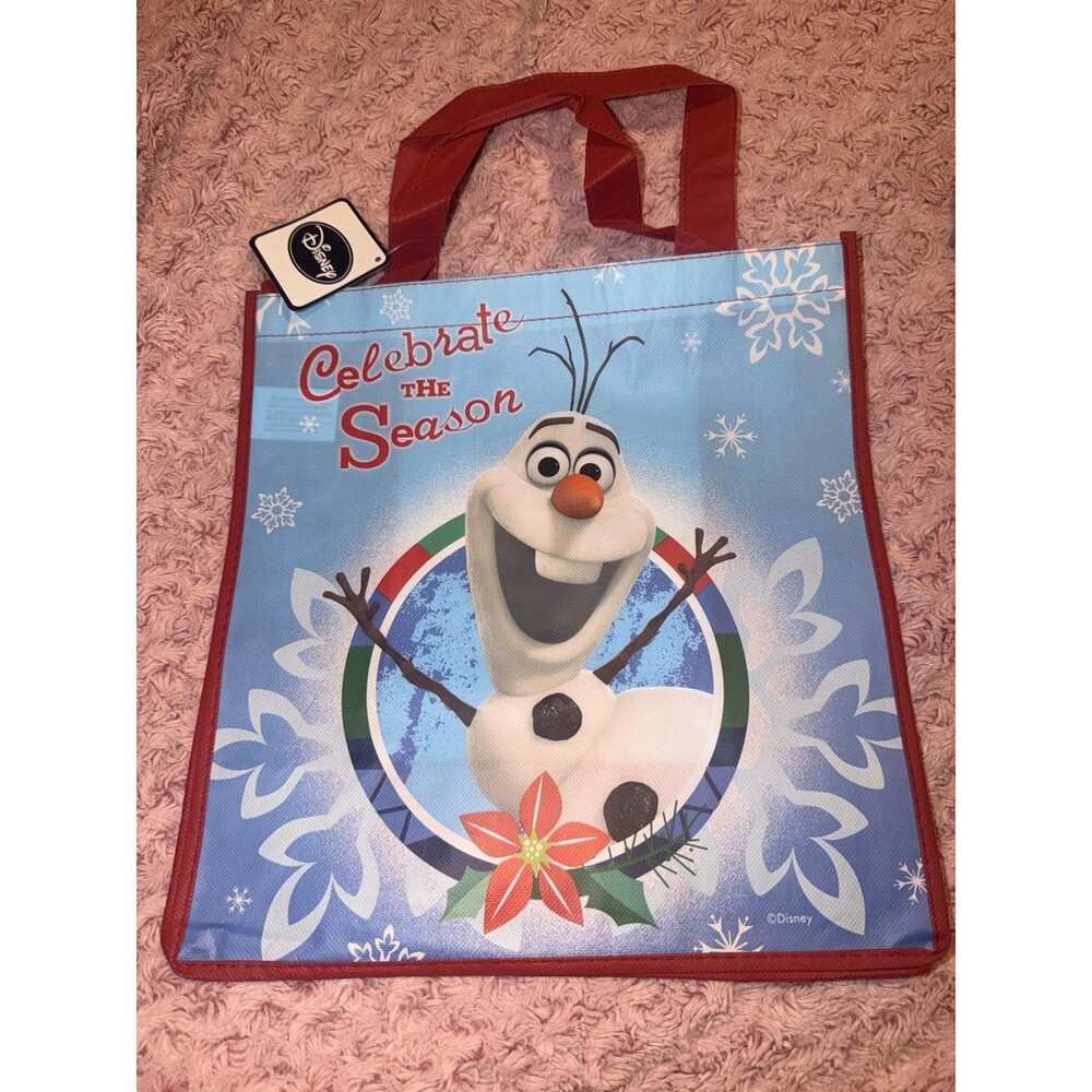 Disney Store Reusable Shopping Tote Blue Princess Sack Carry Bag Frozen Olaf